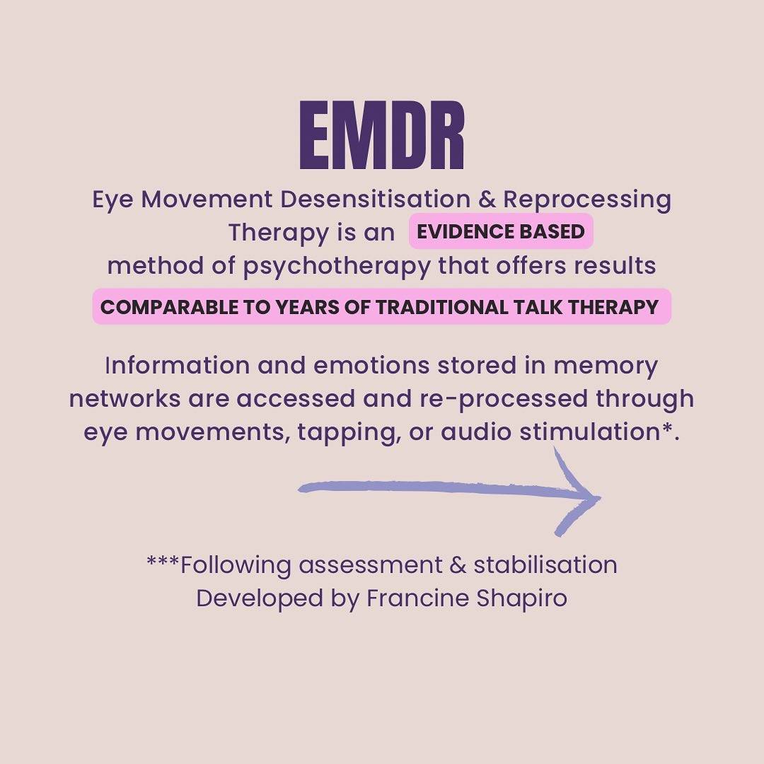 EMDR Therapy:
Eye Movement Desensitisation & Reprocessing Therapy is an EVIDENCE BASED method of somatic psychotherapy that offers results
COMPARABLE TO YEARS OF TRADITIONAL TALK THERAPY!

Information and emotions stored in memory networks are accessed and re-processed through eye movements, tapping, or audio stimulation*.
***Following assessment & stabilisation!

Developed by Francine Shapiro

BENEFITS OF EMDR INCLUDE:

🧠REPROCESSING TRAUMATIC MEMORIES

😌RELIEF FROM STRESS AND EMOTIONAL DISTRESS IN PAST, PRESENT & FUTURE

🌈REFRAMING NEGATIVE SELF-BELIEFS

📈REDUCES NERVOUS SYSTEM ACTIVATION

🧘🏽‍♀️RE-CONNECTION TO SELF

🚀 ACCELERATED EFFECTS

✋ YOU DONT HAVE TO TALK ABOUT THE EVENTS

❤️‍🩹GETS TO THE ROOTS TO HEAL
YOUR CORE WOUNDS

EMDR ONLINE & IN PERSON
EMDR Intensive & Immersions
Bespoke Healing Retreats
Online & in Cornwall
Immediate Bookings 
Available in links ☝️

WWW.DRCHRISTINABARKER.COM

HELLO@DRCHRISTINABARKER.COM

#emdrintensives #traumahealing 
#benefitsofemdrtherapy 
#emdrtherapy #somatictherapy #intensivetraumatherapy