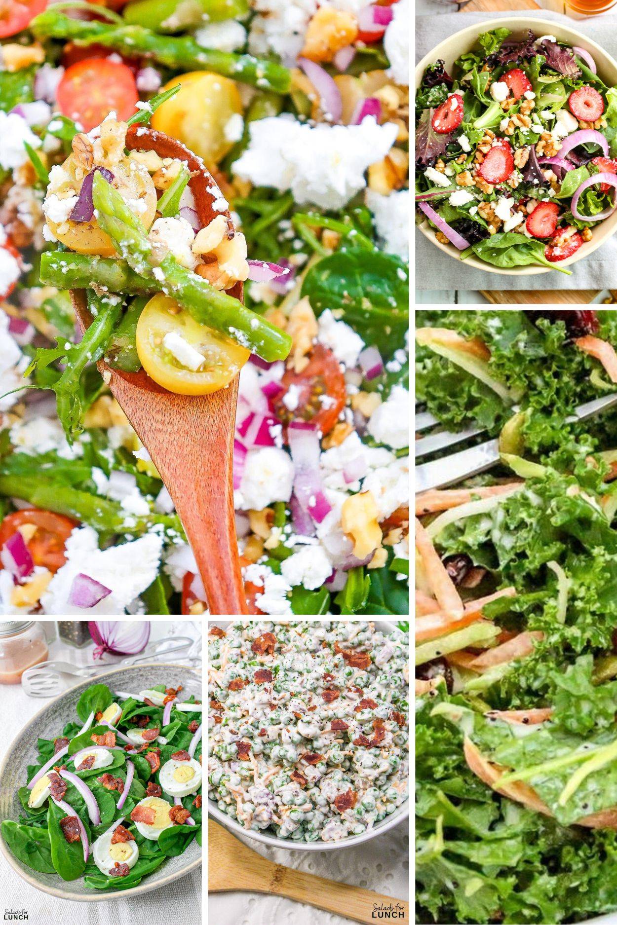 A collage of Spring salads to make in May