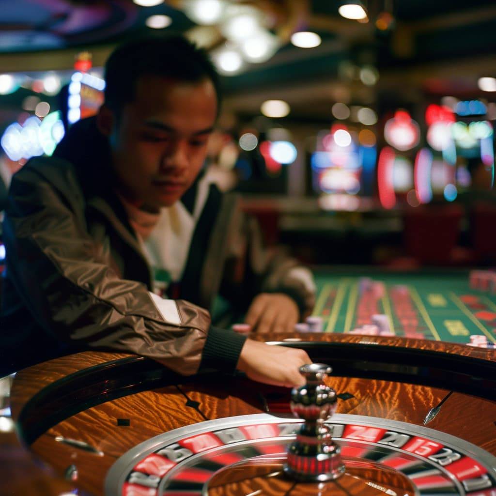 Man gambling at casino