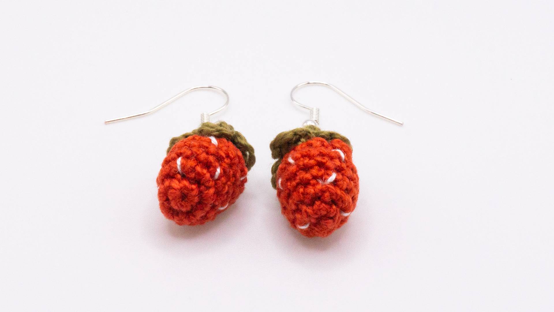 Crochet Strawberry Earrings