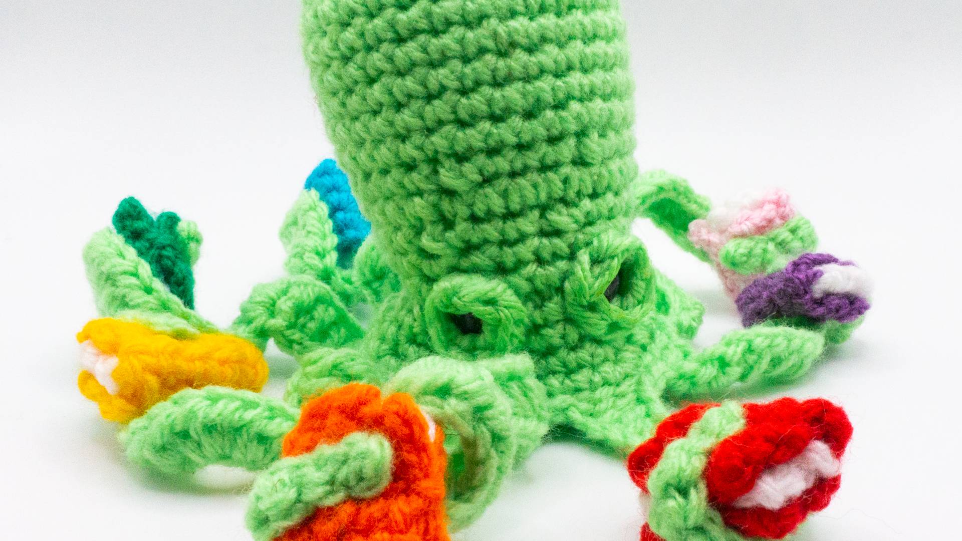 crochet octopus holding books