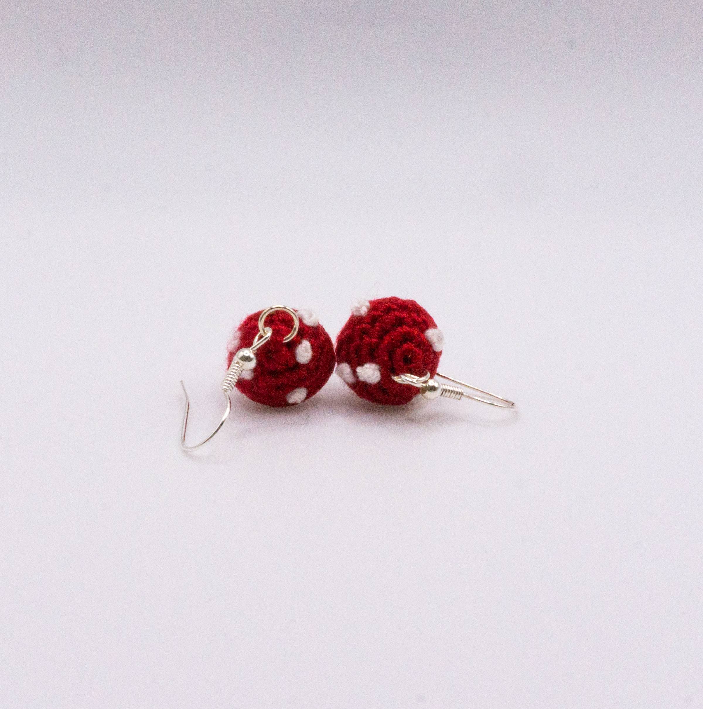 Crochet Mushroom Earrings