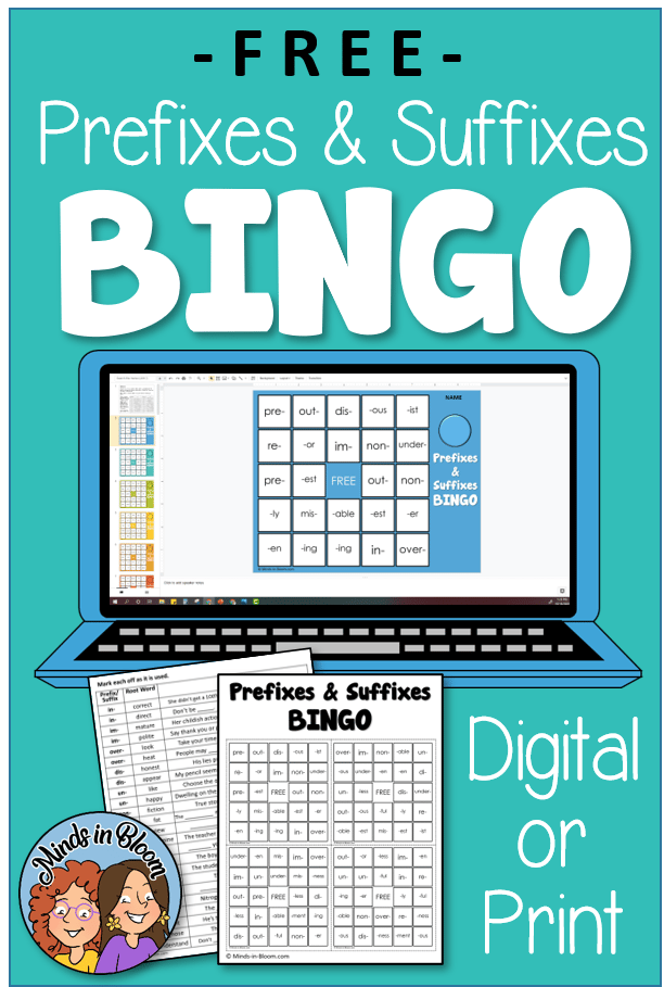 Prefix and Suffix BINGO game