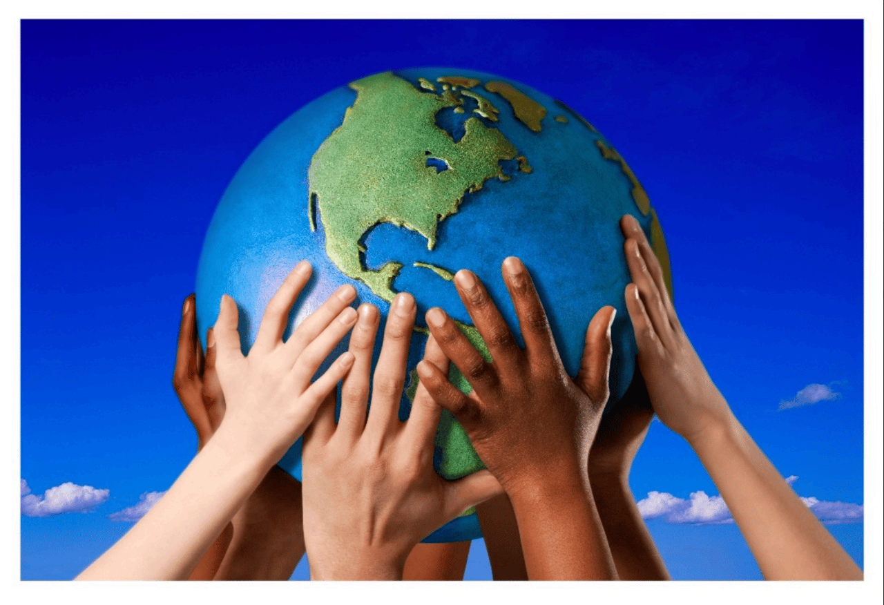 ID: Image of hands holding up a globe