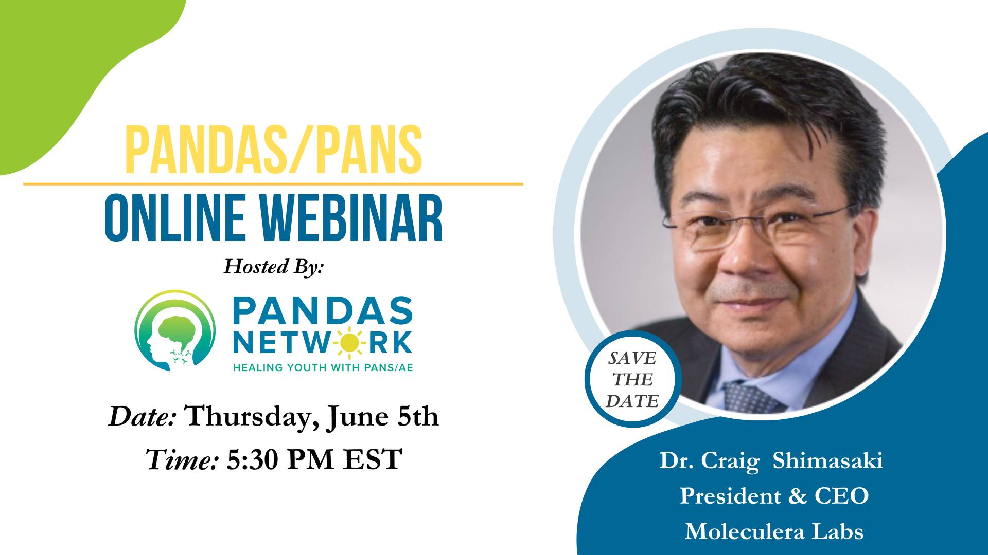 ID: Decorative image advertising Dr. Craig Shimasaki's upcoming Jun 5th webinar 