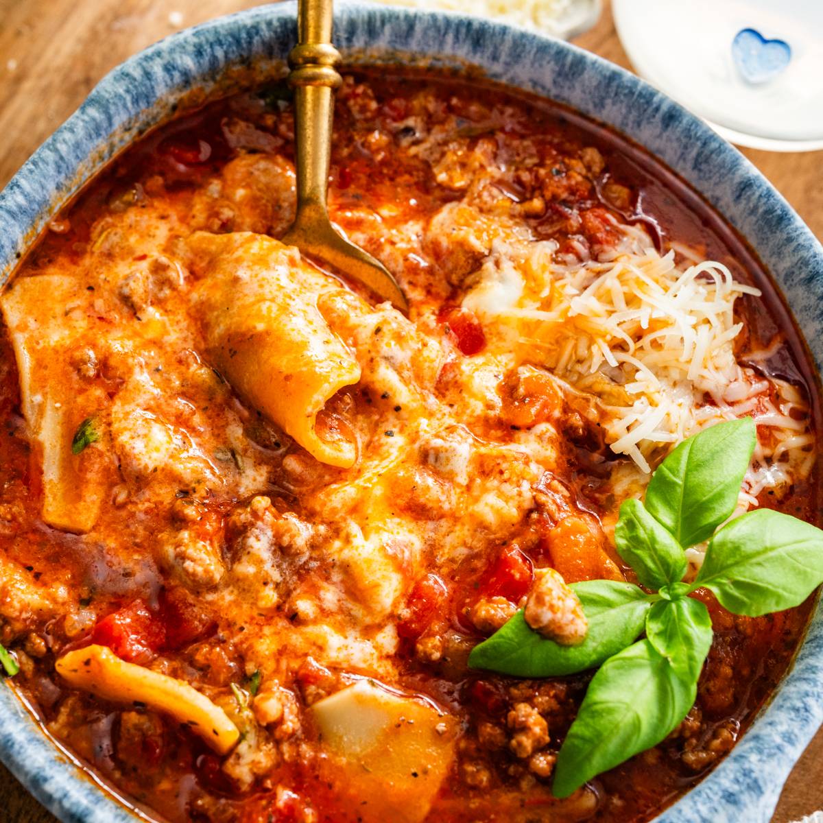 lasagna soup in a bowl