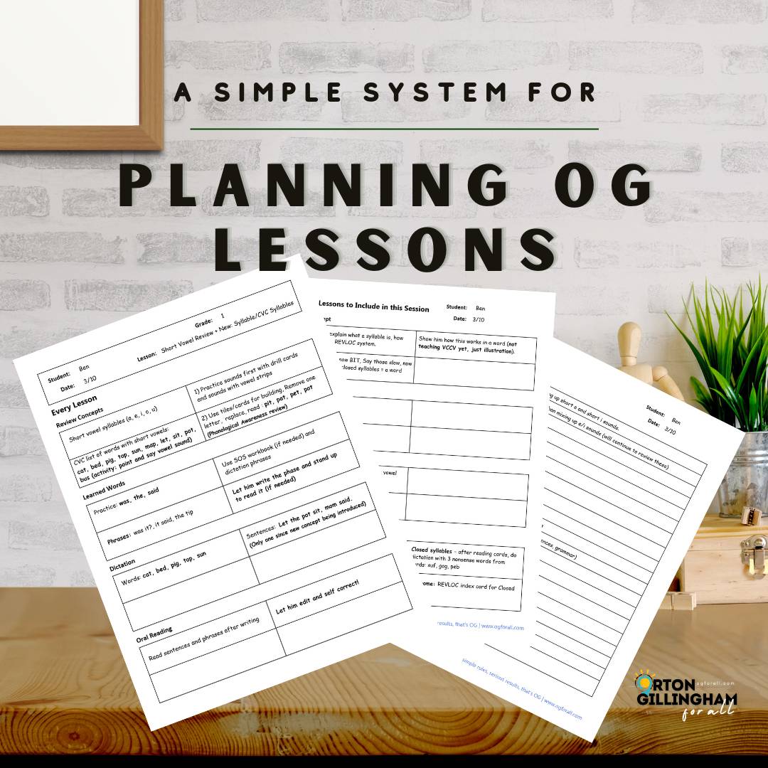 Planning OG lessons with lesson templates and structured literacy resources