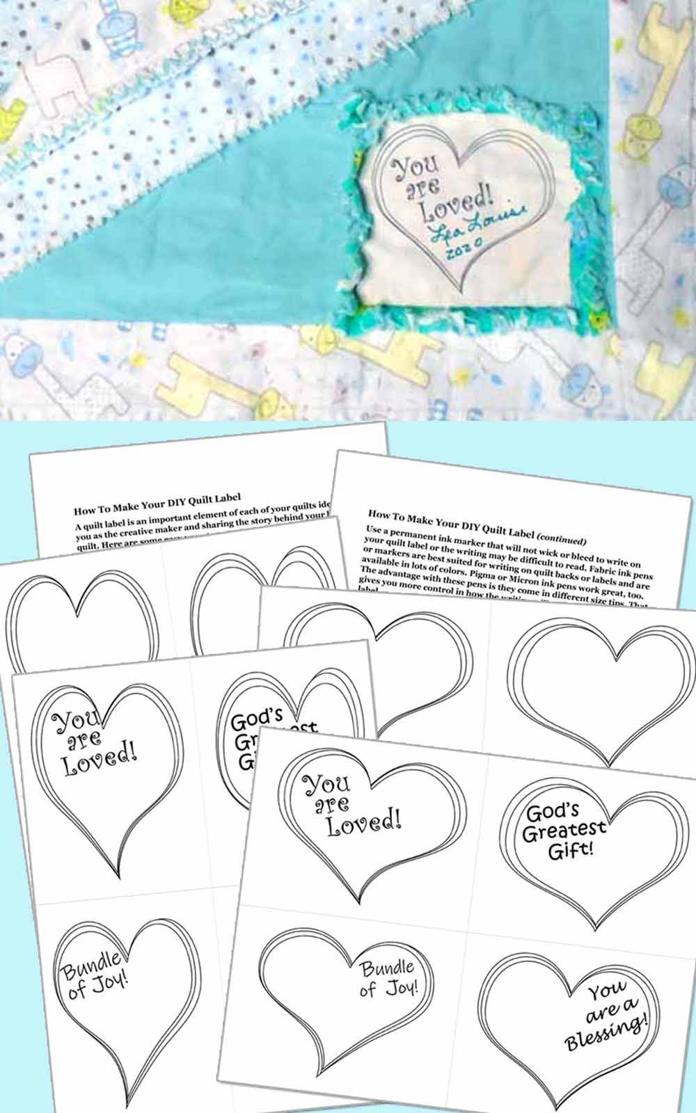 Inspired DIY Printable Quilt Labels - Hearts Bundle