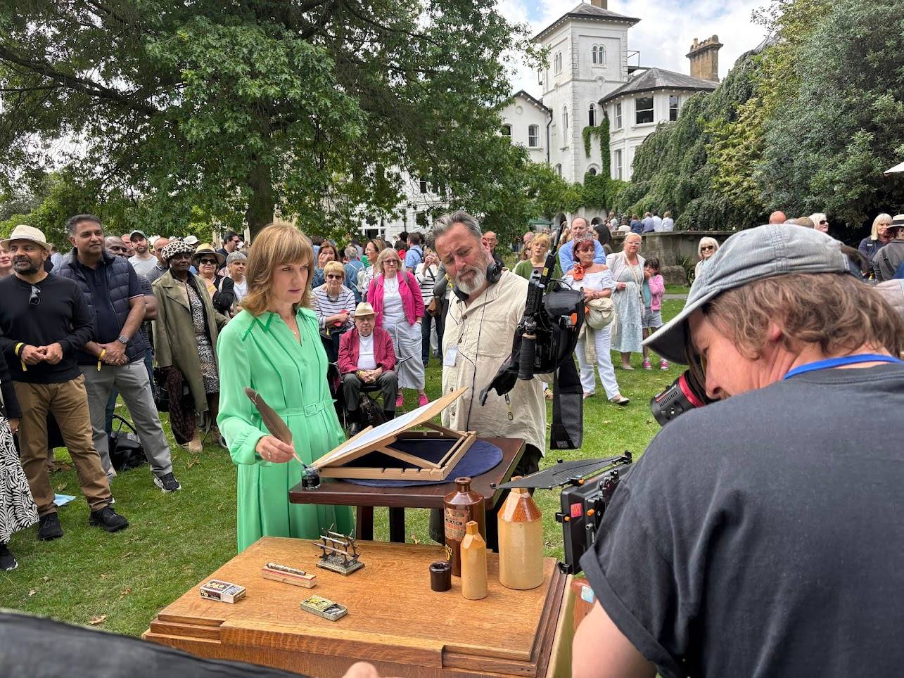 woman in green dress at Stephen's House and Gardens