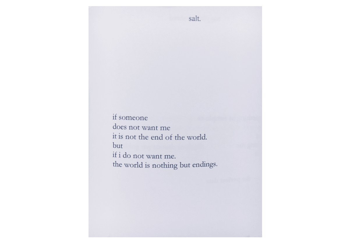 Excerpt from Nayyirah Waheed's book, salt.