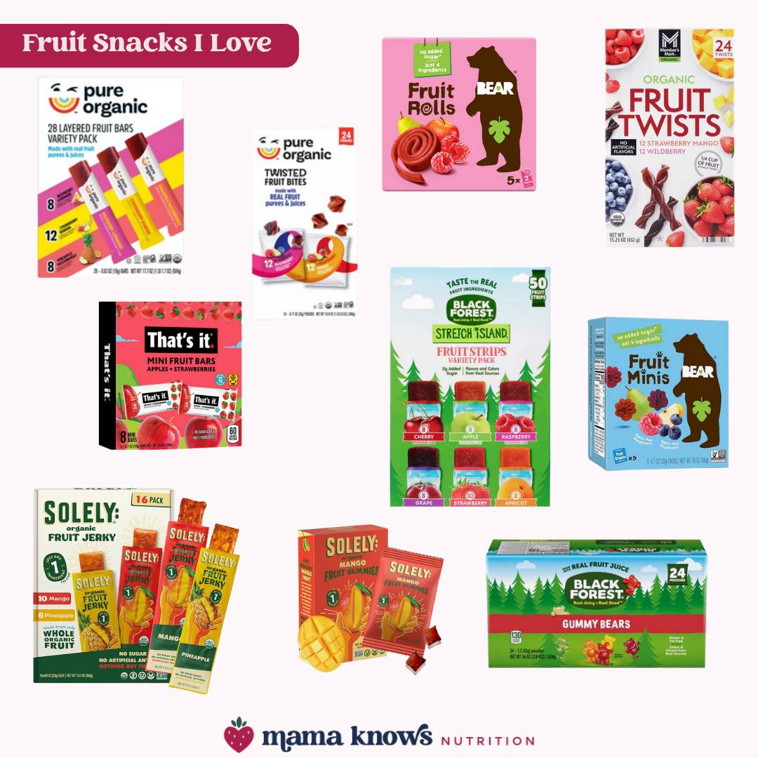 Collage of Recommended Fruit Snacks