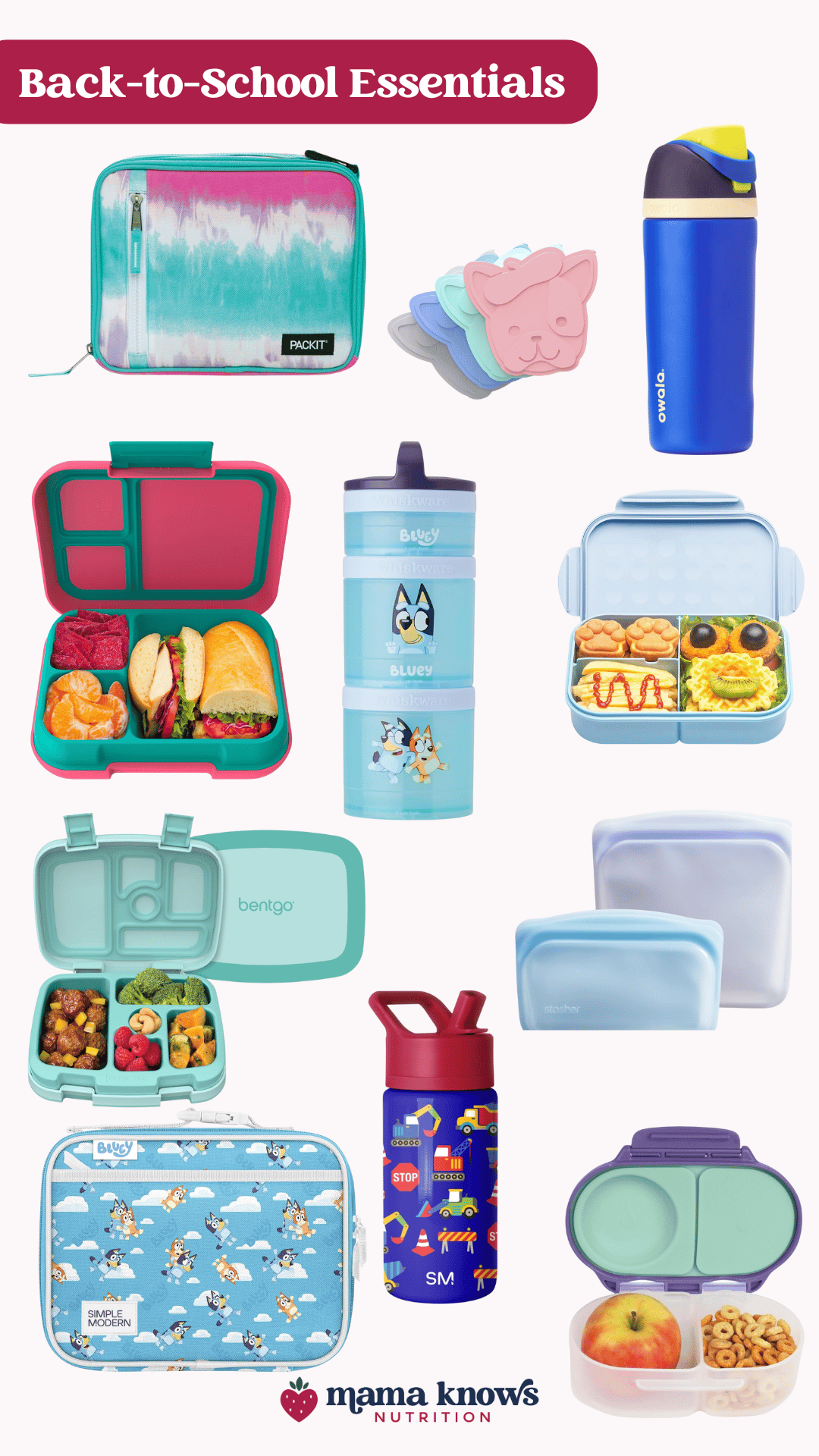 Collage of Lunch Packing Tools