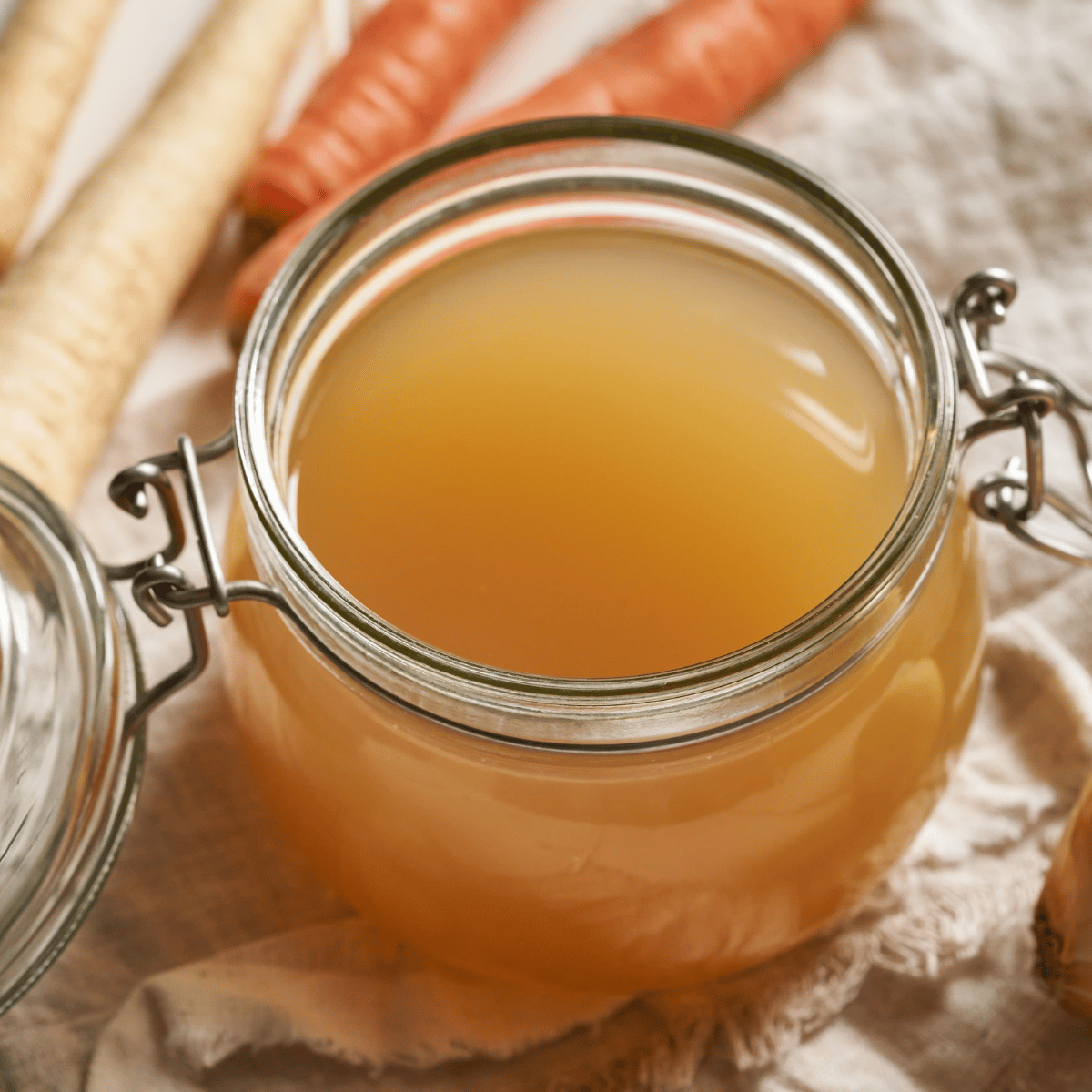 Clear Glass Jar with Bone Broth