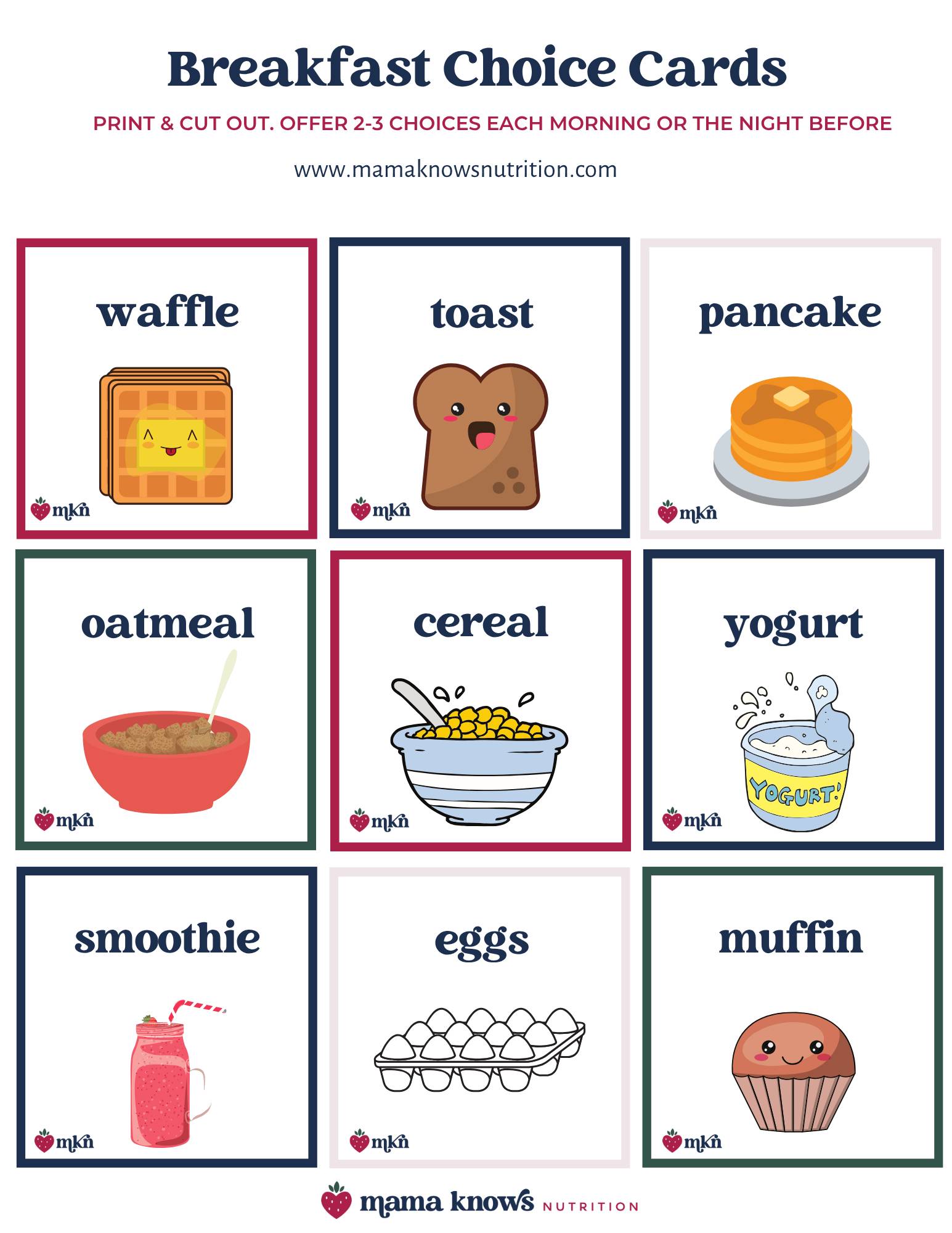 Beakfast Choice Cards Preview