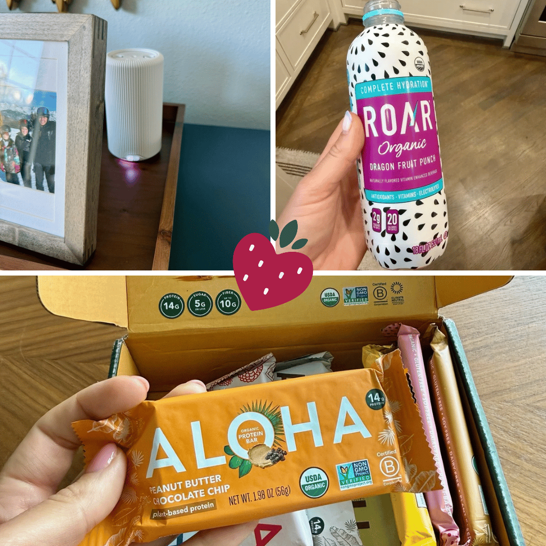 Collage of Pura, ROAR drink, Aloha Bars