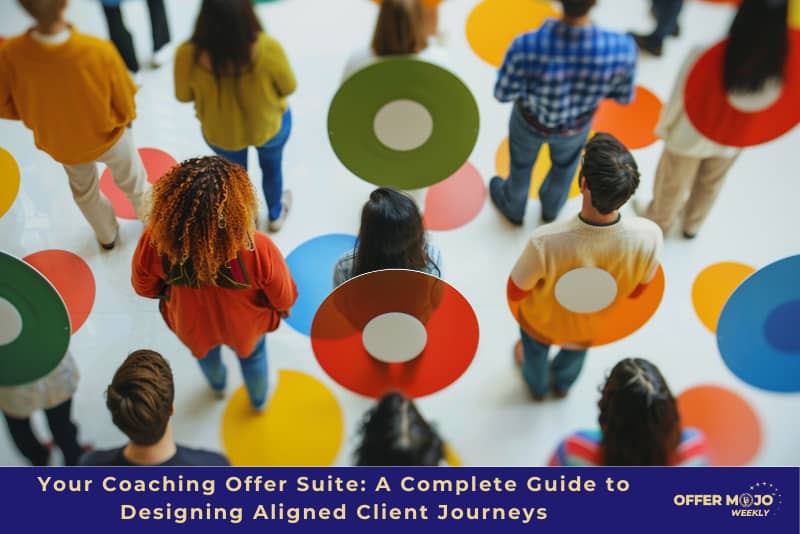 Diverse group standing on colorful circles