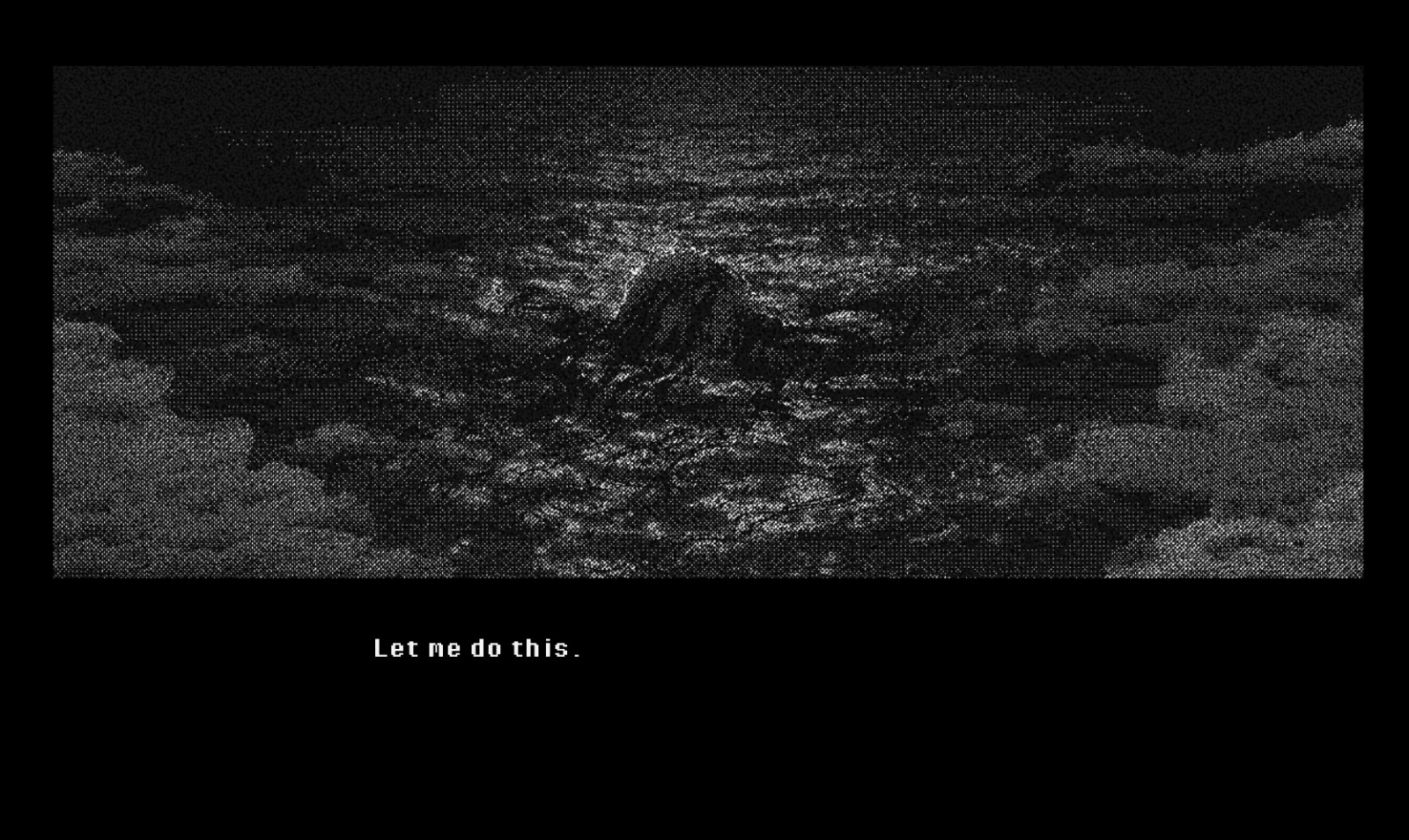 A head with dark hair floating in water. Text says, "Let me do this."