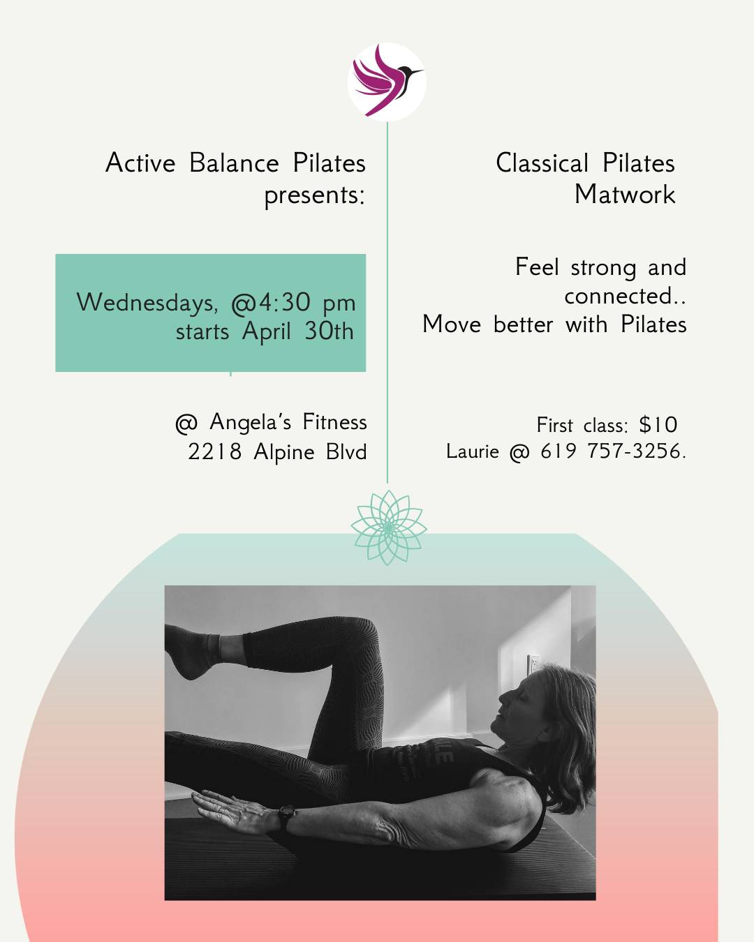 New Pilates mat class in the community.