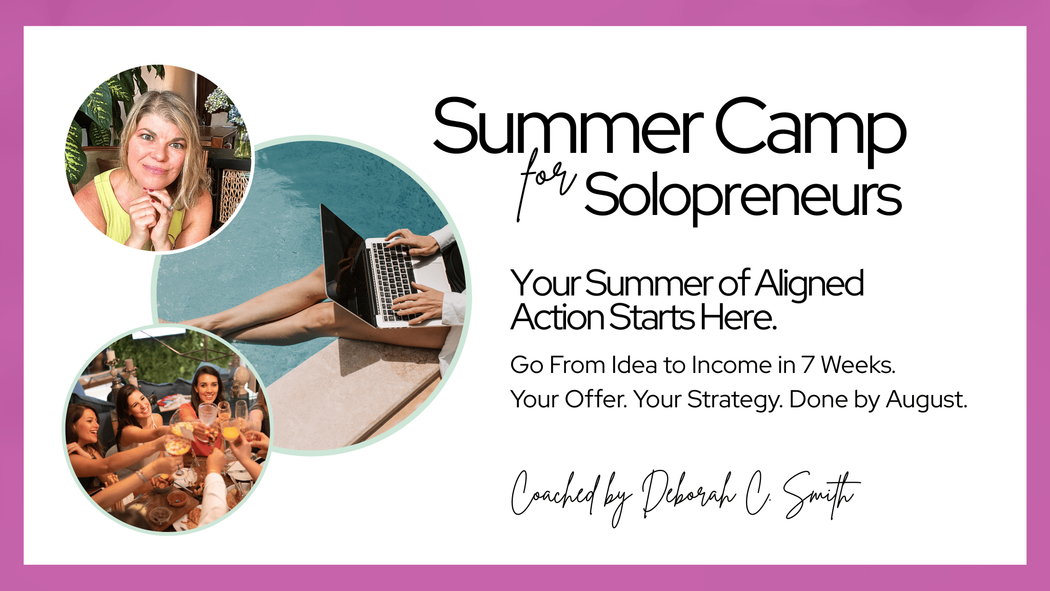 A flyer for SummerCamp, a 7-week business bootcamp to help small business owners create long-term digital assets.