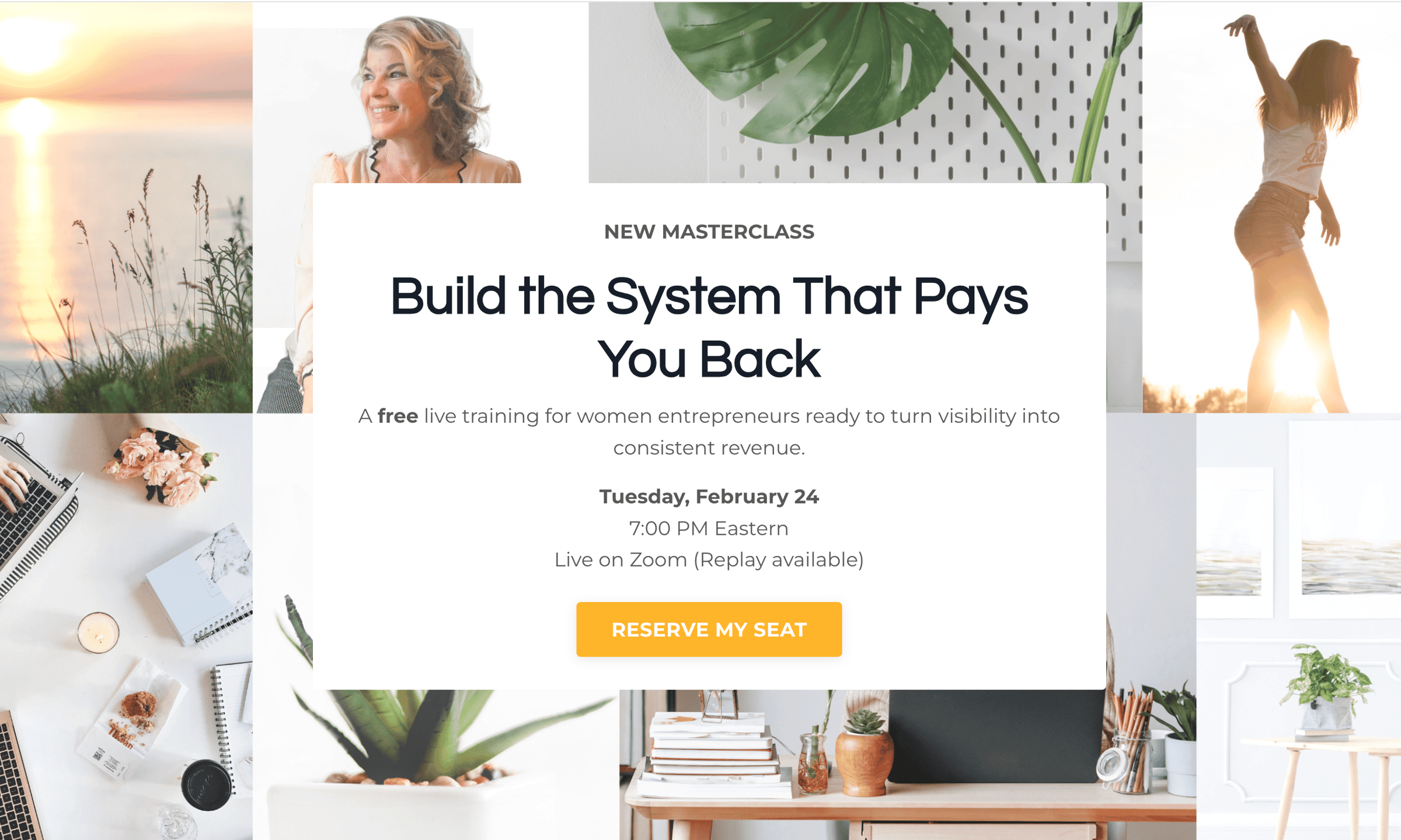 Build the System that Pays You Back, live masterclass by Deborah C. Smith. Learn how to build a marketing foundation for your online business. 