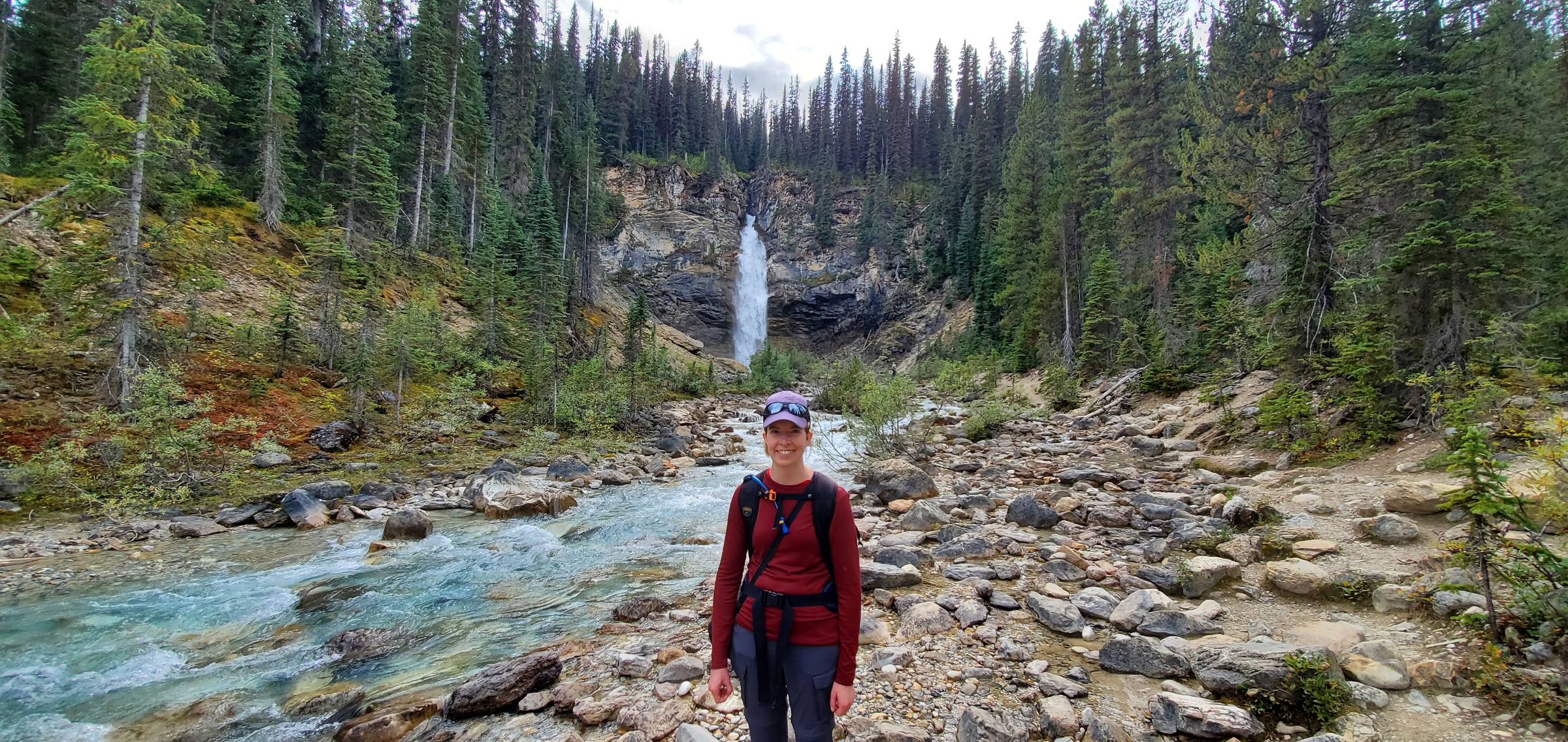 Lady standing in front of Laughing Falls