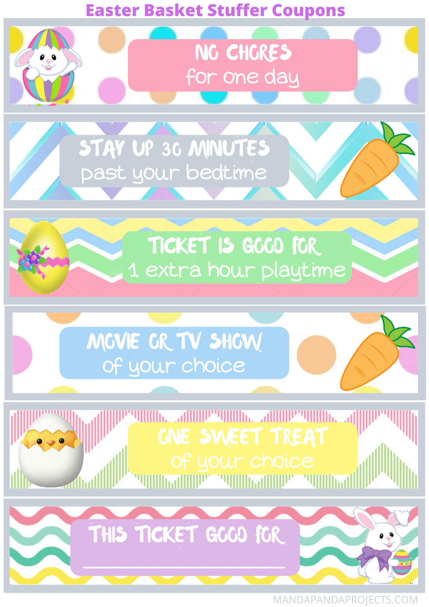 FREE Printable Easter Basket Stuffer Treat Coupons!