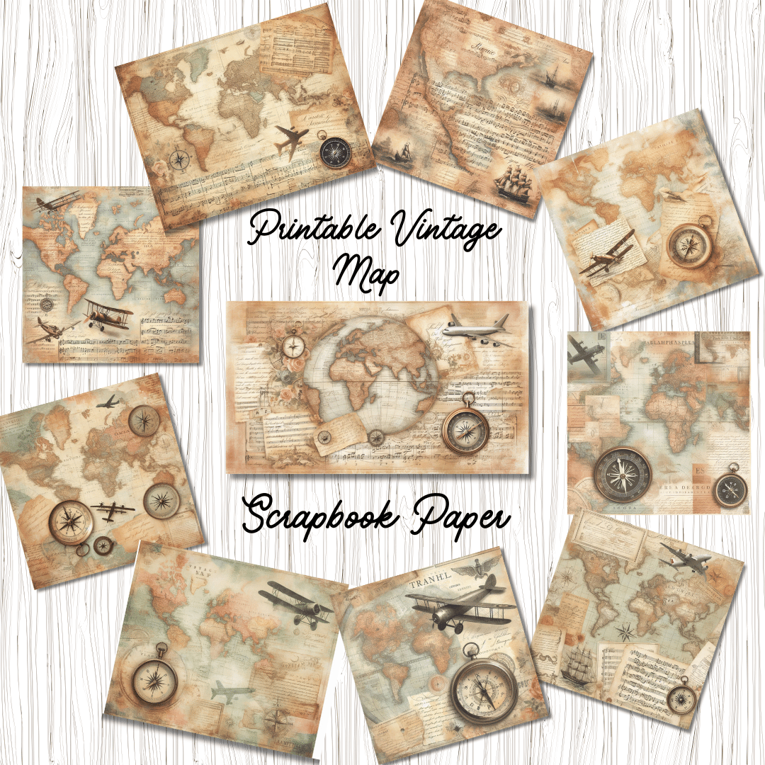 Vintage Map Scrapbook Paper