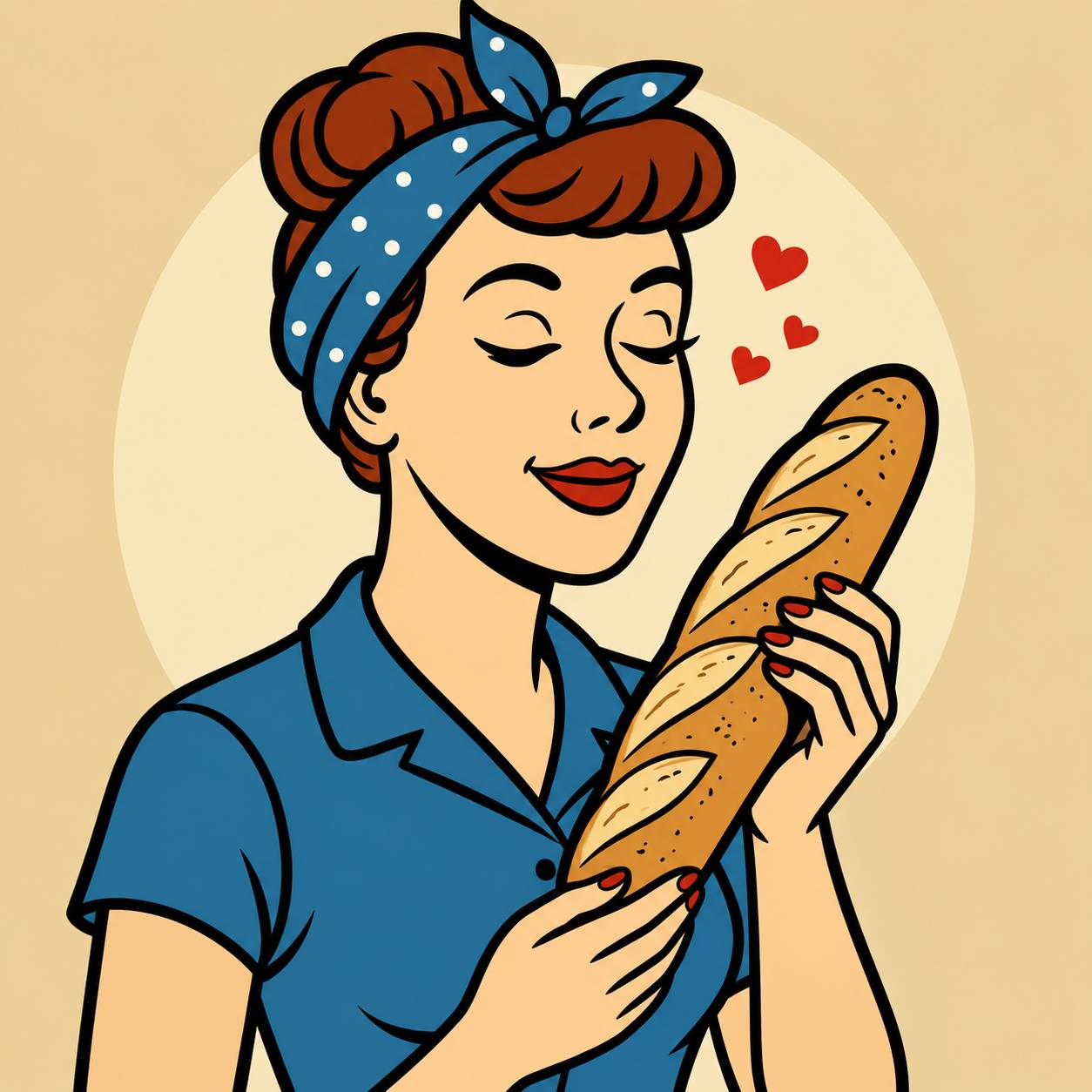 Señora con barra de pan
