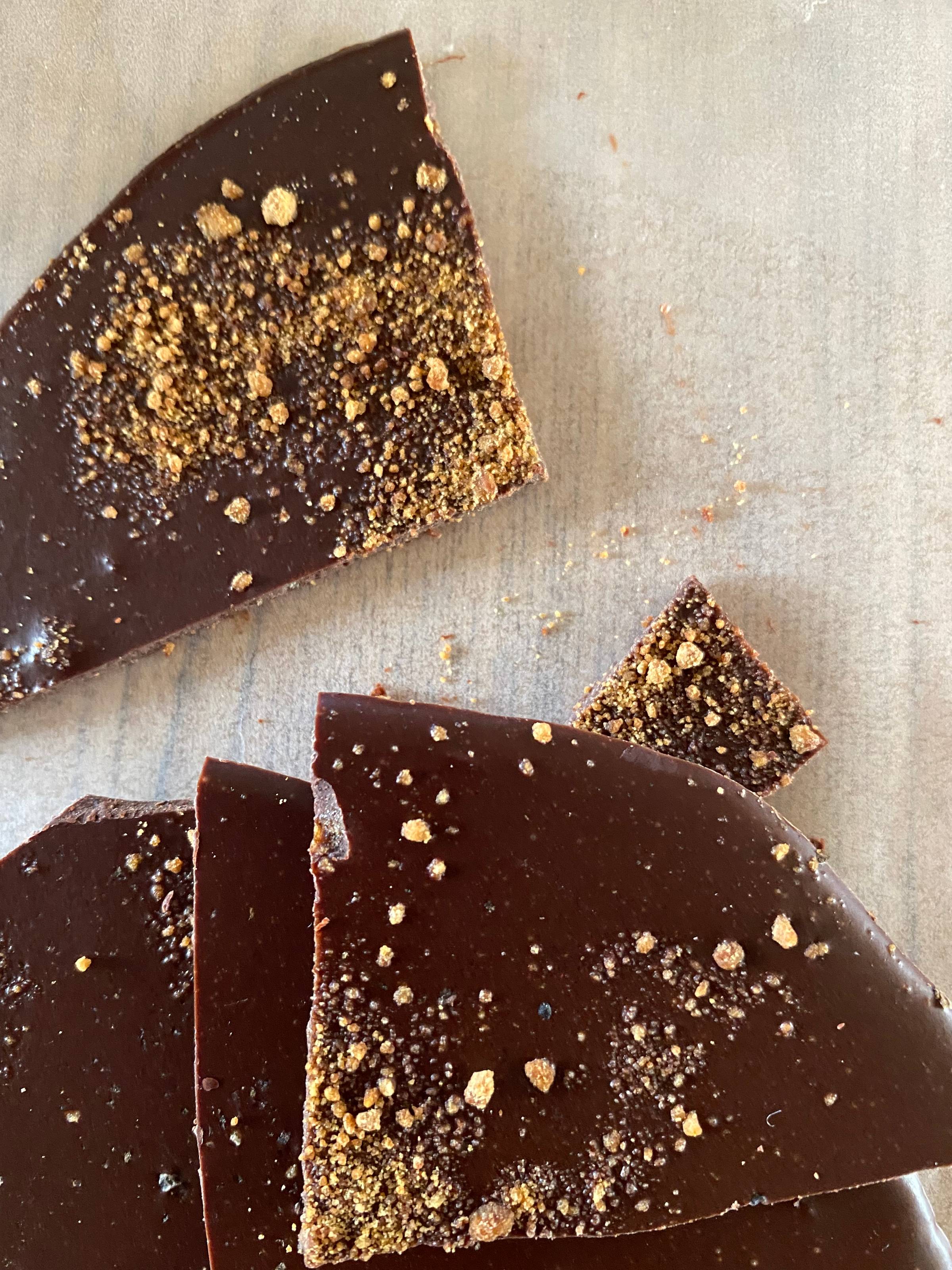 dark chocolate dusted with palm jaggery.