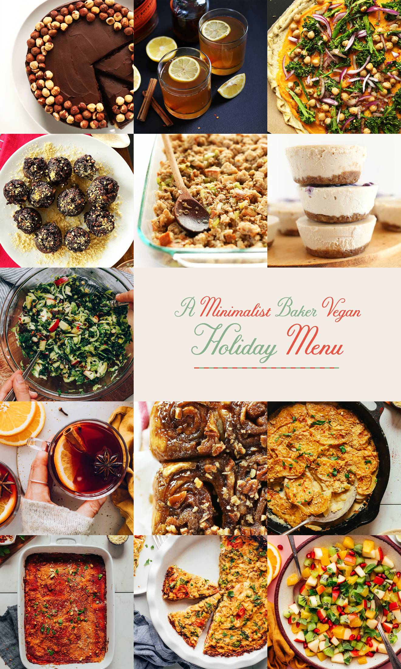 Photos of the recipes in our vegan holiday menu