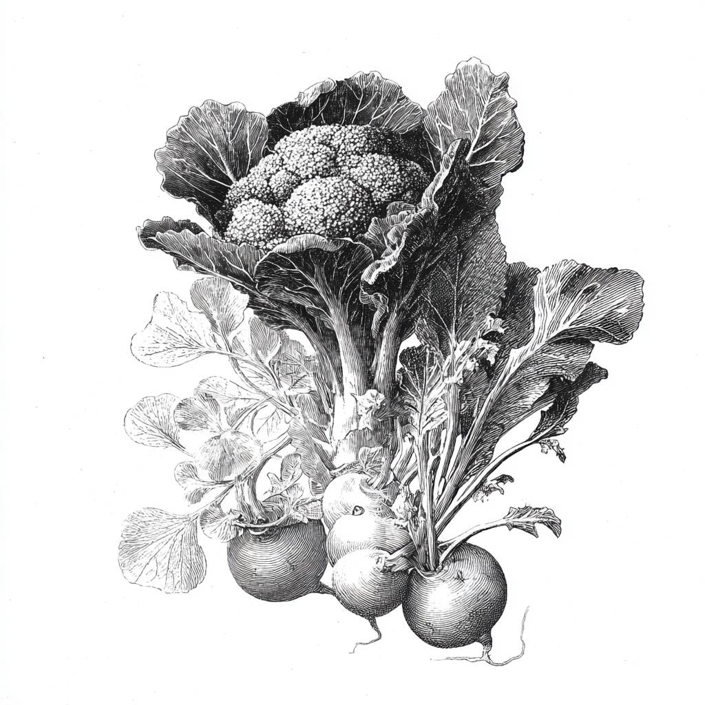 Broccoli, kale, mustard, and radish spring from one wild ancestor—Brassica oleracea—a scrappy Mediterranean plant feeding humans for millennia.