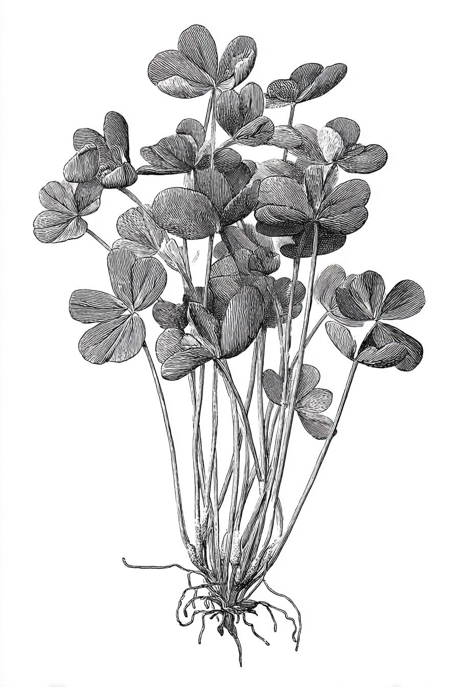 Fenugreek microgreens line drawing