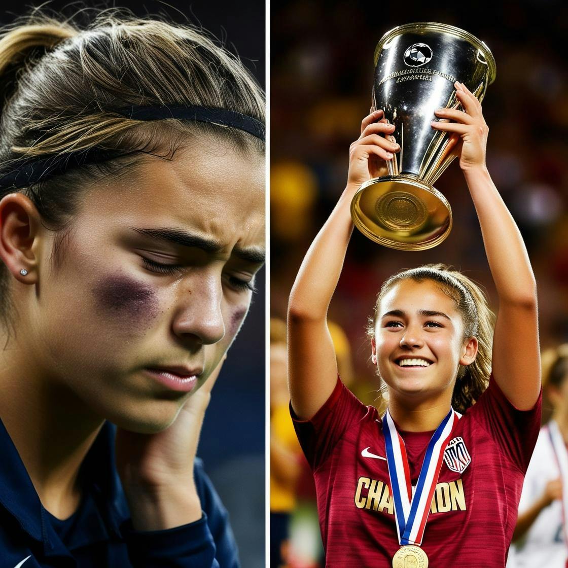 A women who lost a match but then won a trophy. 