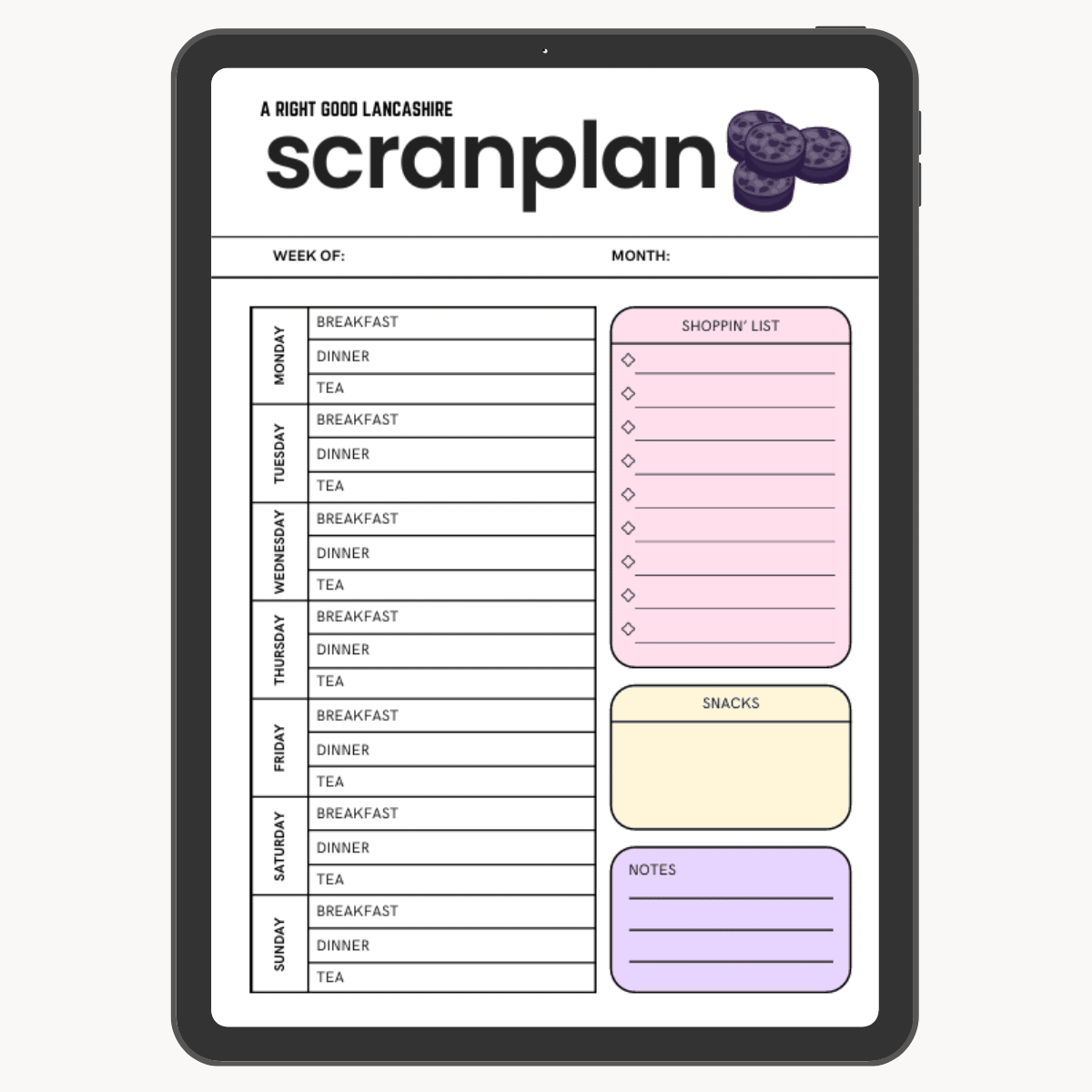 Lancashire meal planner