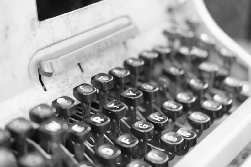 Close-up of an old-fashioned typewriter keyboard