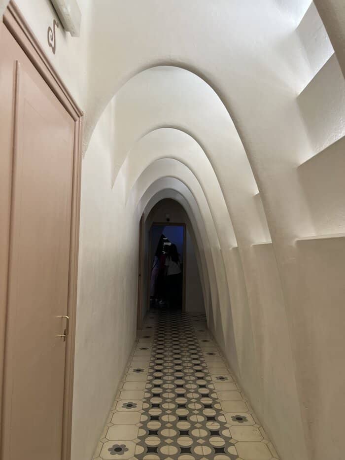 Narrow corridor in one of Casa Batlló's upper floors