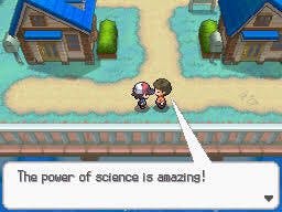 Scene from the Pokémon Black 2 and White 2 games, where the Technology Guy says "The power of science is amazing!"