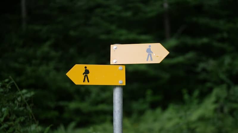 a signpost with two signs pointing in opposite directions