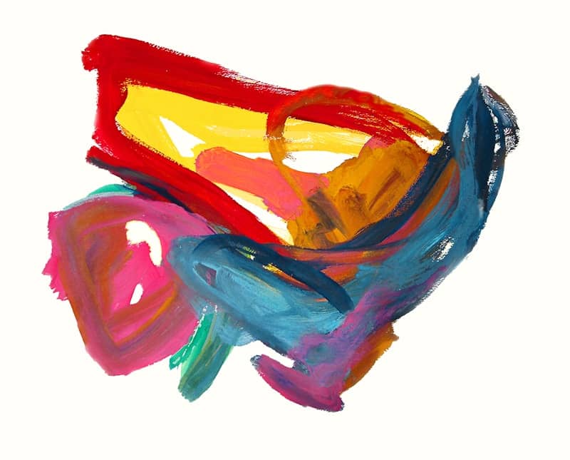 Abstract painting with vibrant colors and energetic strokes