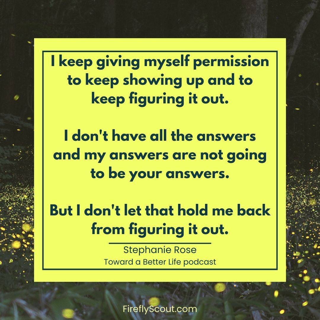 Quote card over image of fireflies with an inspirintg quote about life 
