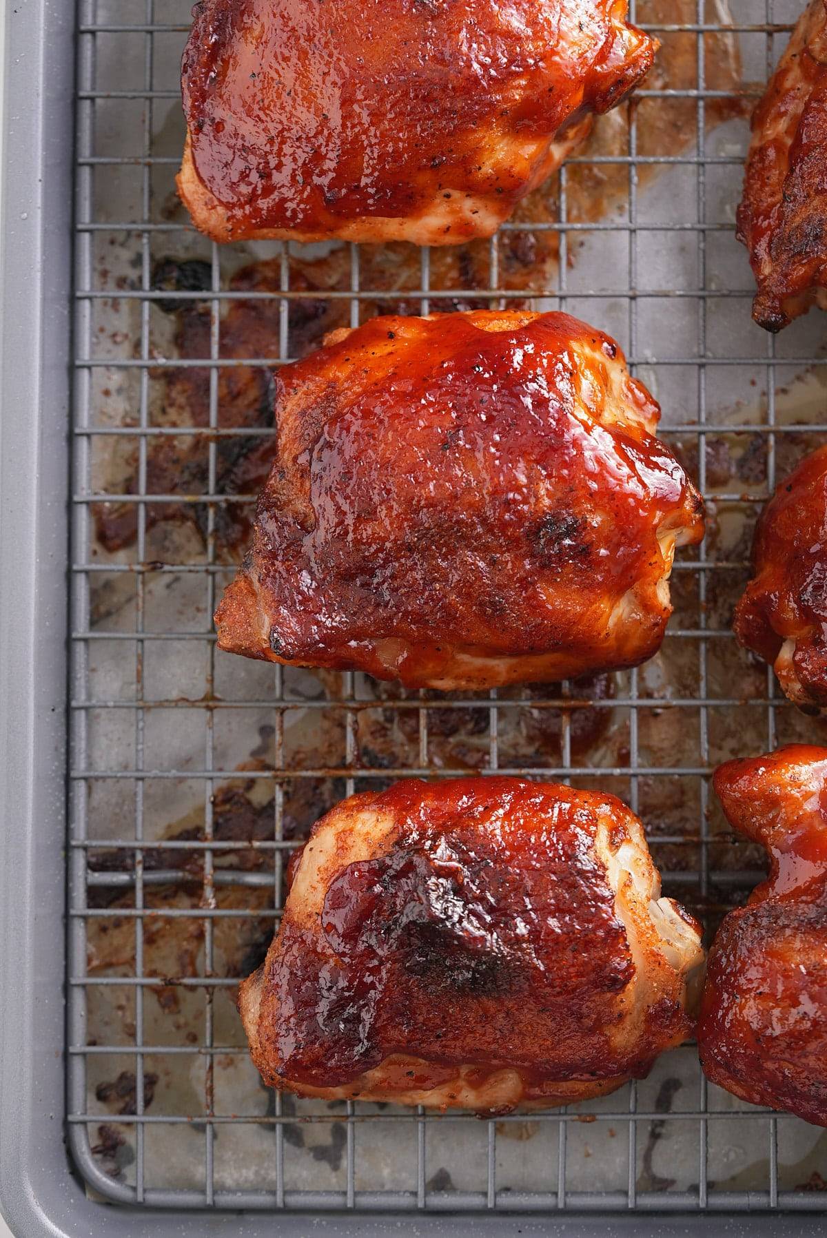 bbq chicken thigh on rack