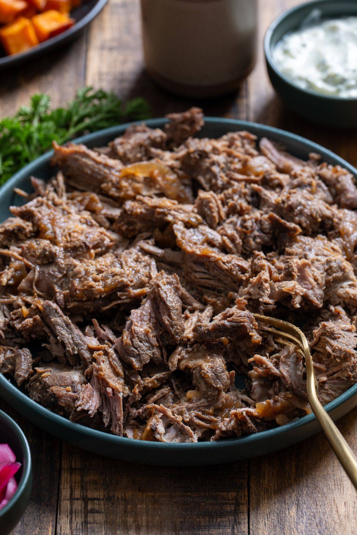 braised lamb in plate
