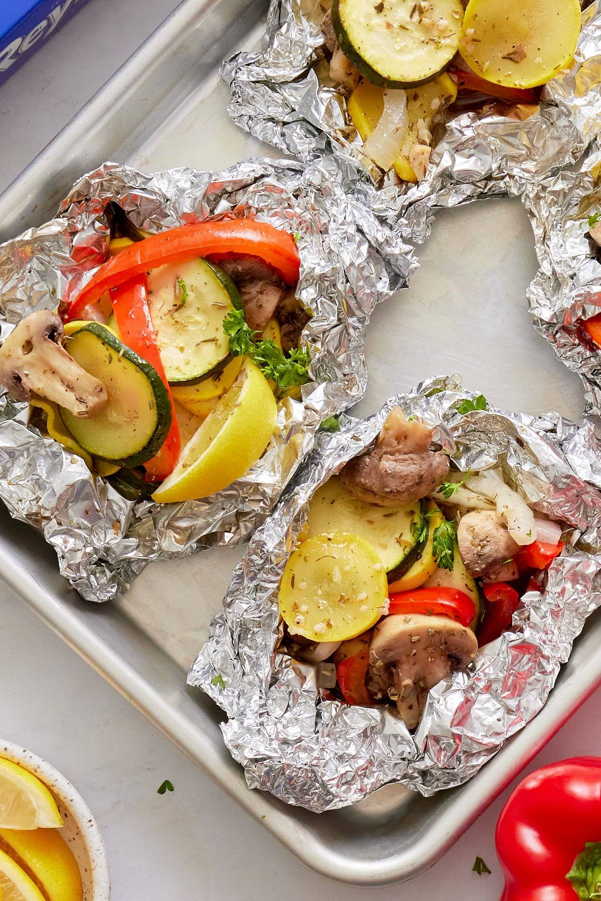 grilled vegetables in foil