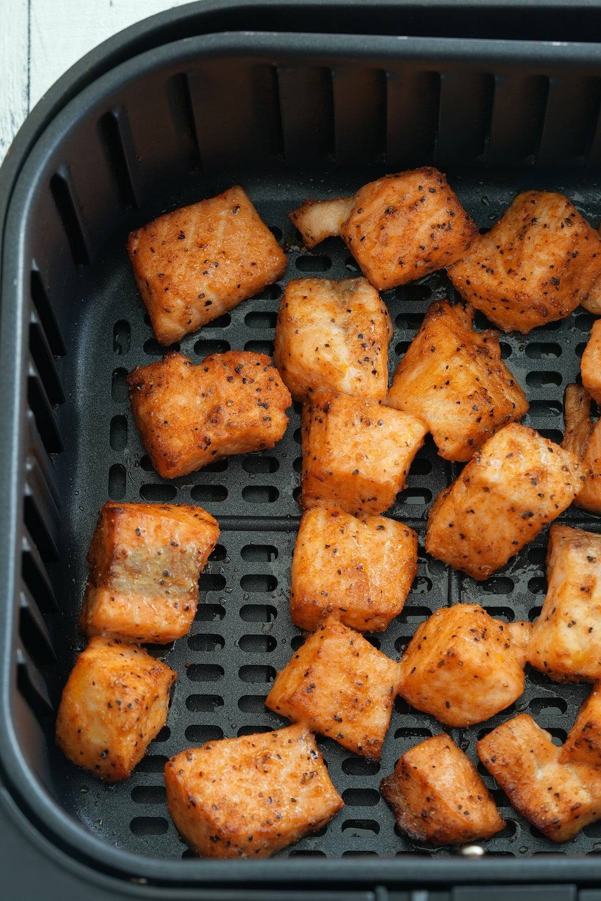 salmon bites in air fryer basket