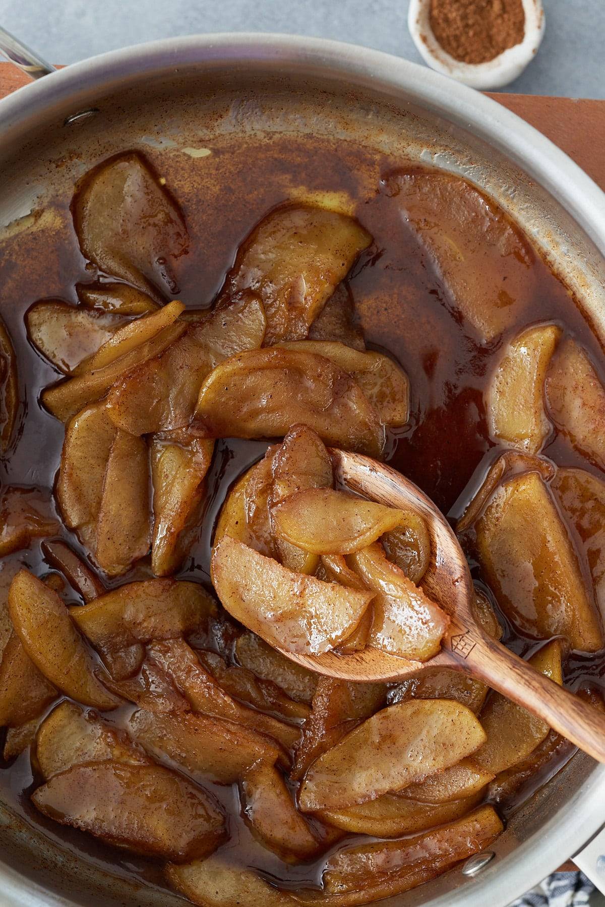 fried apples in skillet