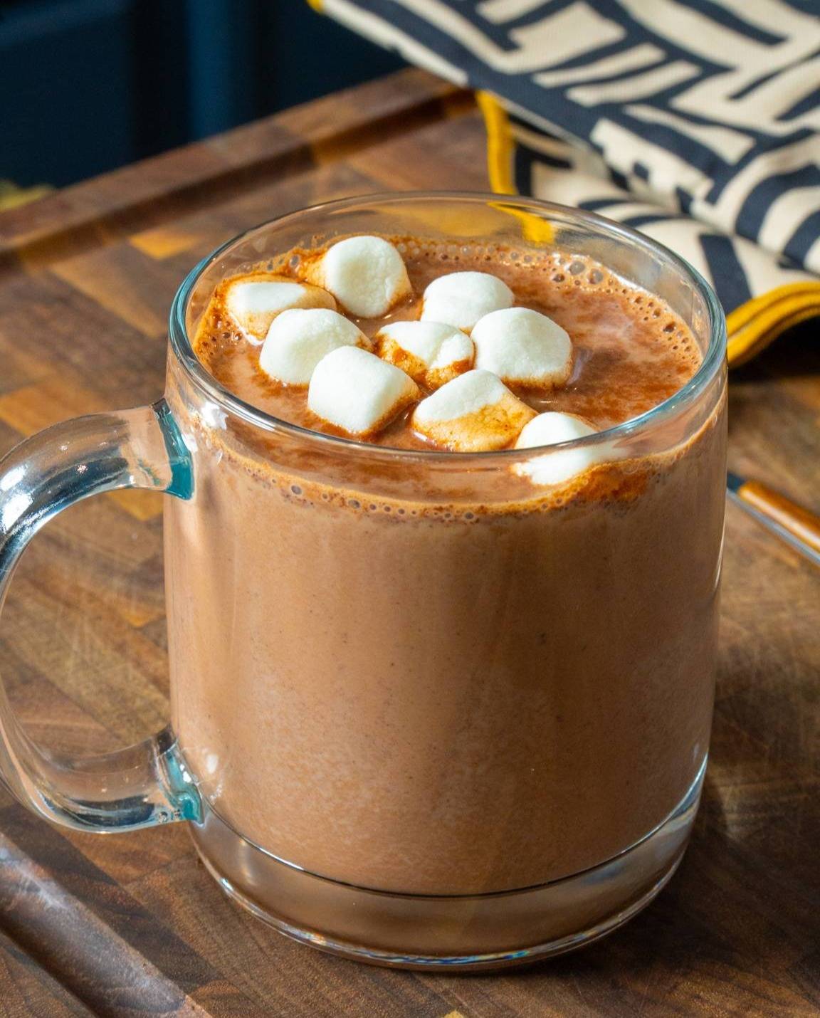 hot cocoa in glass