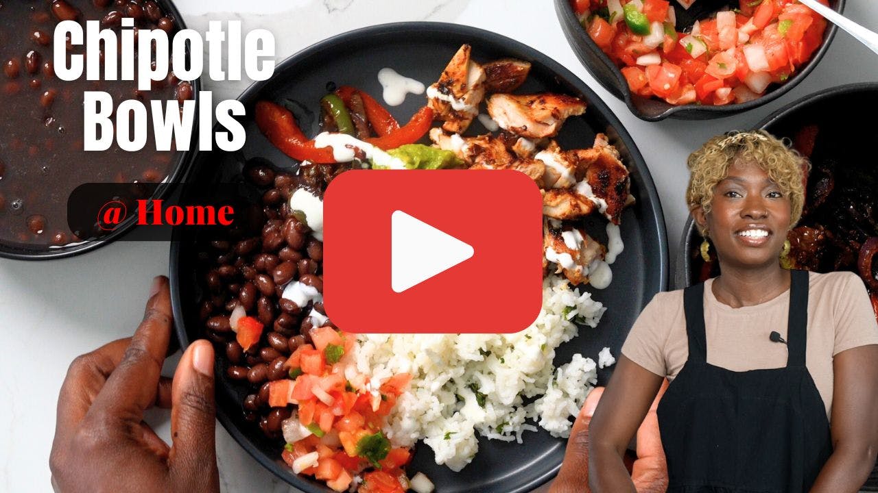 youtube play button of chipotle bowl video