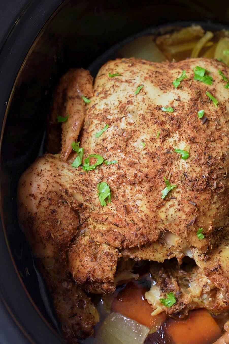 whole chicken in slow cooker