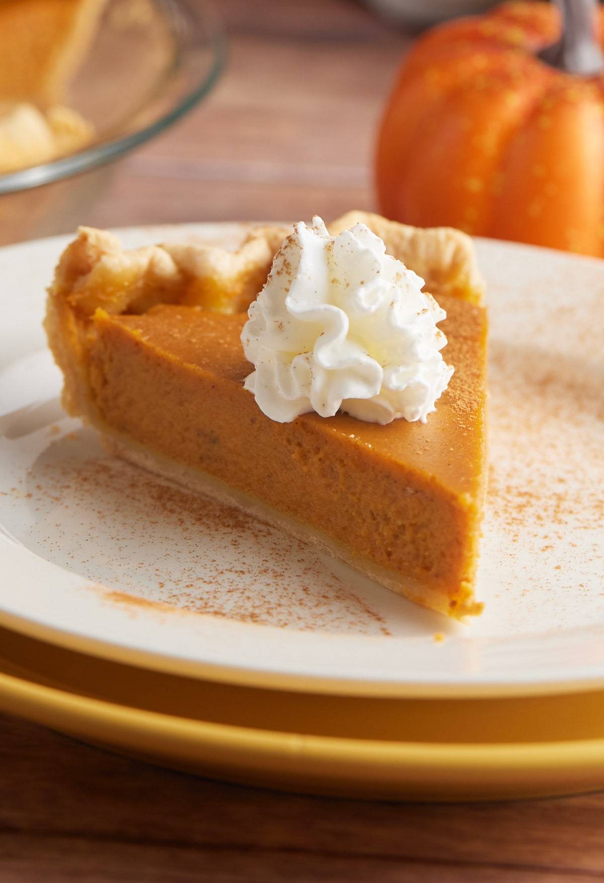 pumpkin pie slice on plate