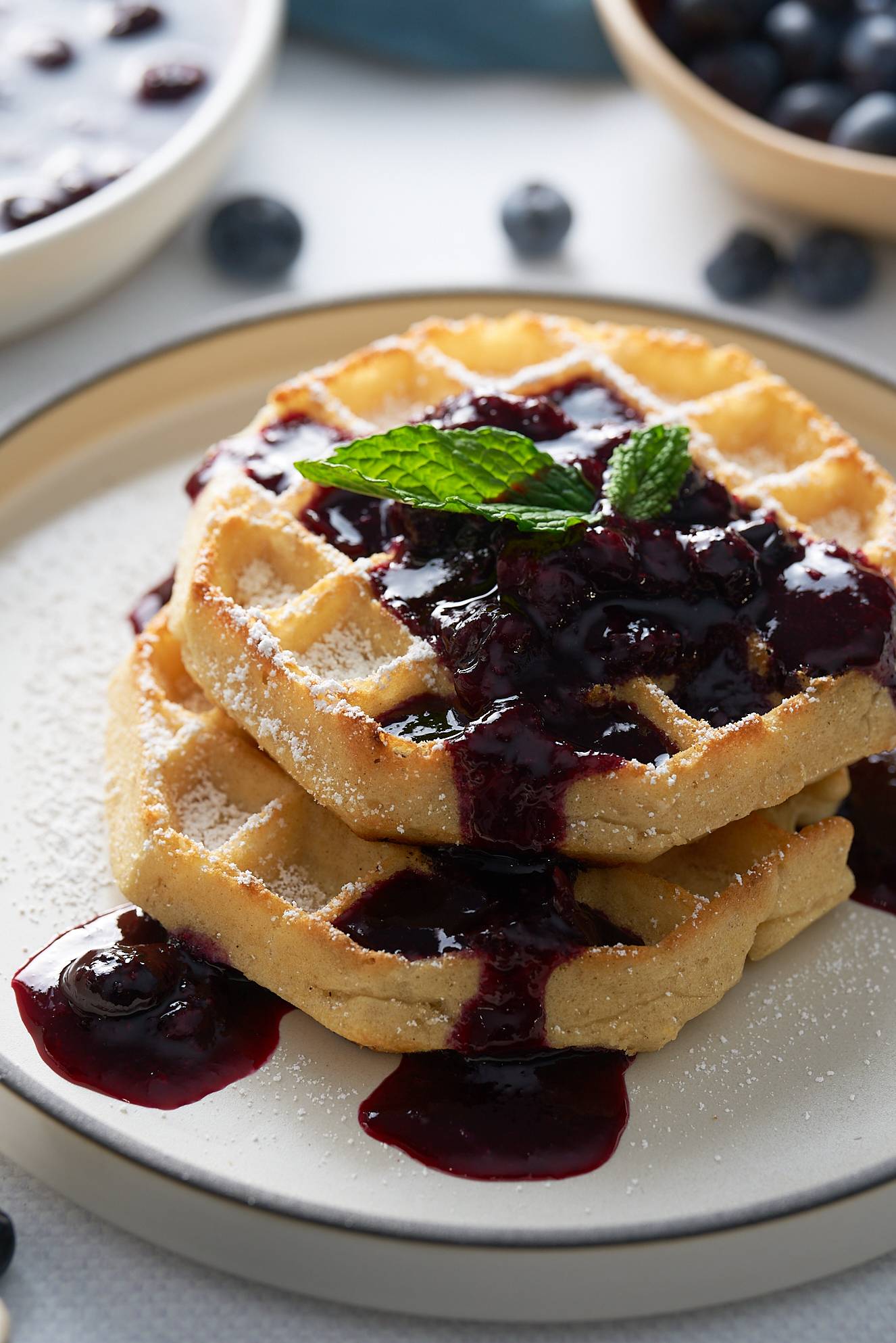 blueberry compote on waffles